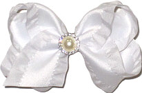 Toddler White Ruffled Edge with Pearl and Rhinestone Center